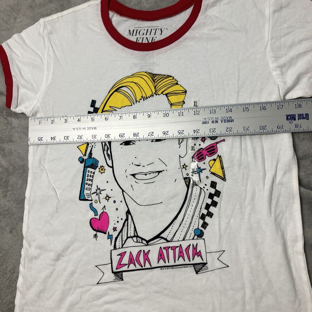 Zack Attack Saved By The Bell Ringer T-Shirt Womens XL White Red‎ Retro 80s - Picture 6 of 8
